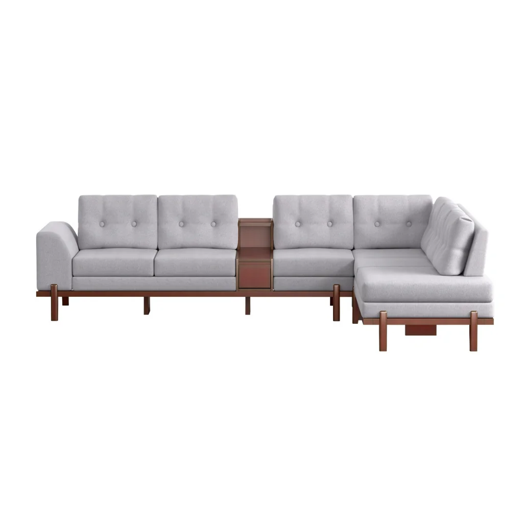 Regal WOODEN L SHAPE SOFA SET- PERILIN SDC-395-3-1-20 (Fabric-2145) Regal WOODEN L SHAPE SOFA SET