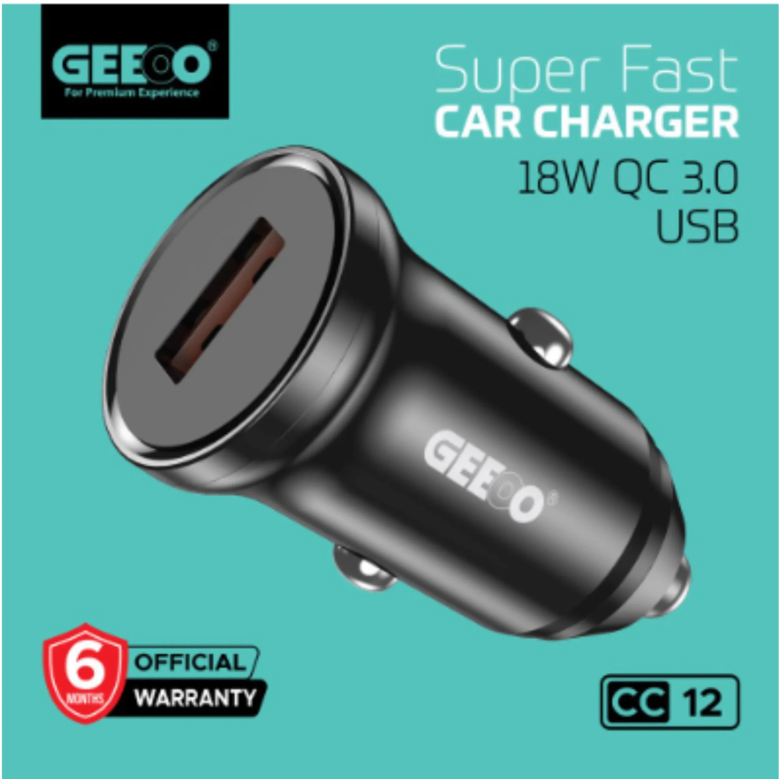GEEOO CC12 USB-A CAR FAST CHARGER GEEOO CC12 USB