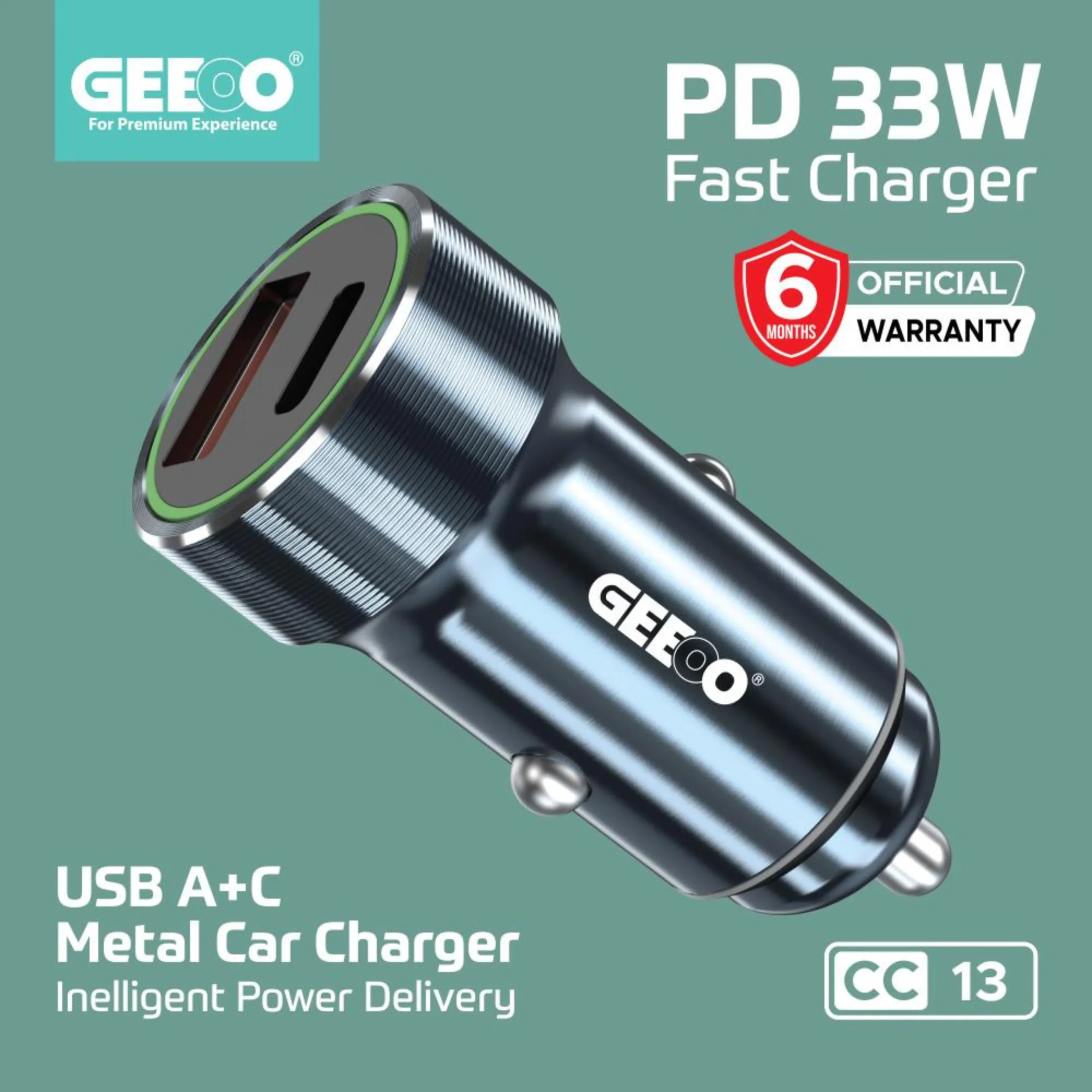 GEEOO CC13 USB A+C CAR CHARGER GEEOO CC13 USB