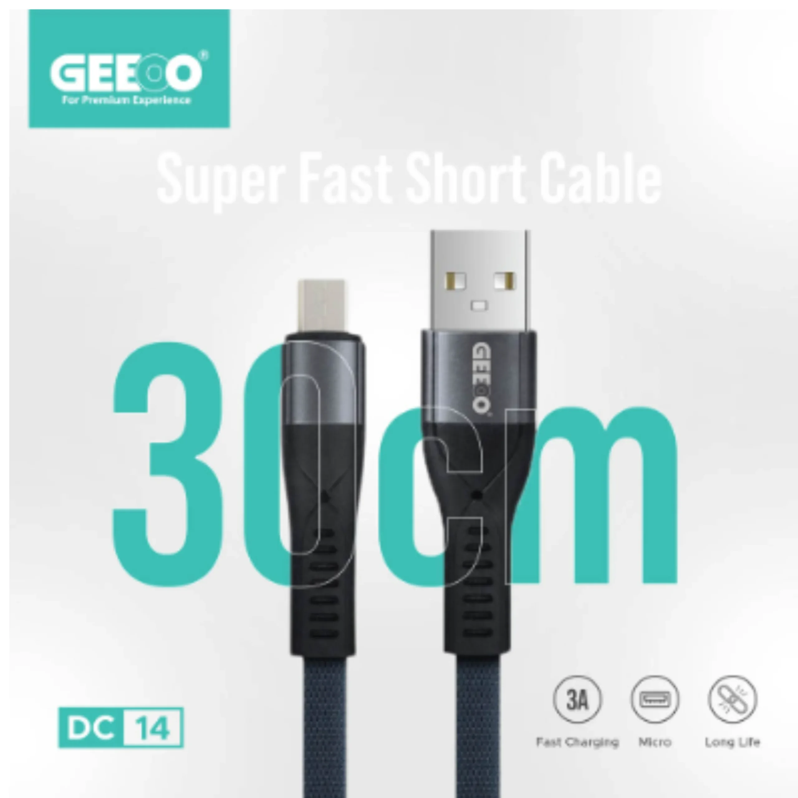 GEEOO DC 14 3A MICRO USB SHORT CABLE DC 14 3A MICRO USB SHORT CABLE