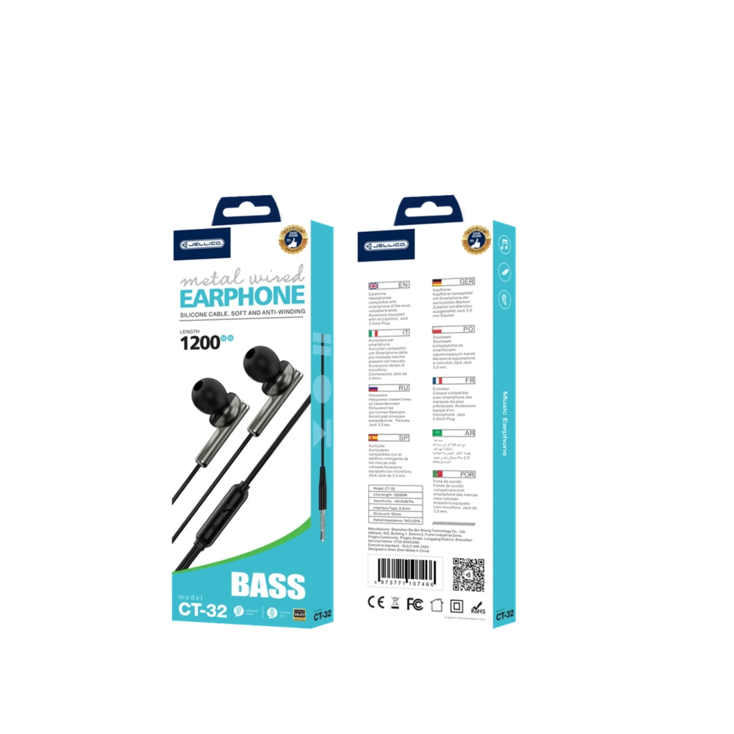 JELLICO CT-32 WIRED EARPHONES JACK 3.5MM 2 74 scaled