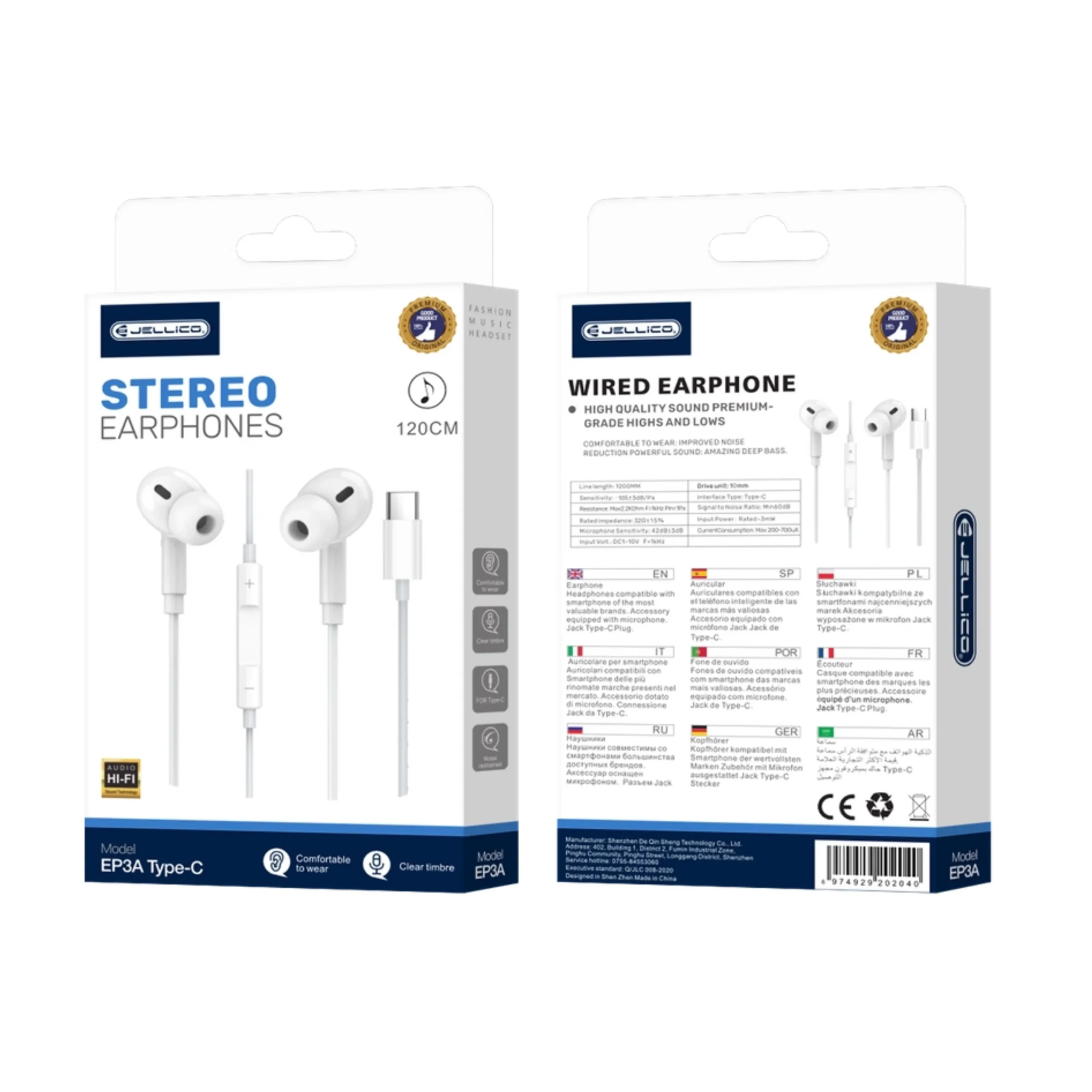 JELLICO EP3 WIRED EARPHONES WITH MICROPHONE JELLICO EP3 WIRED