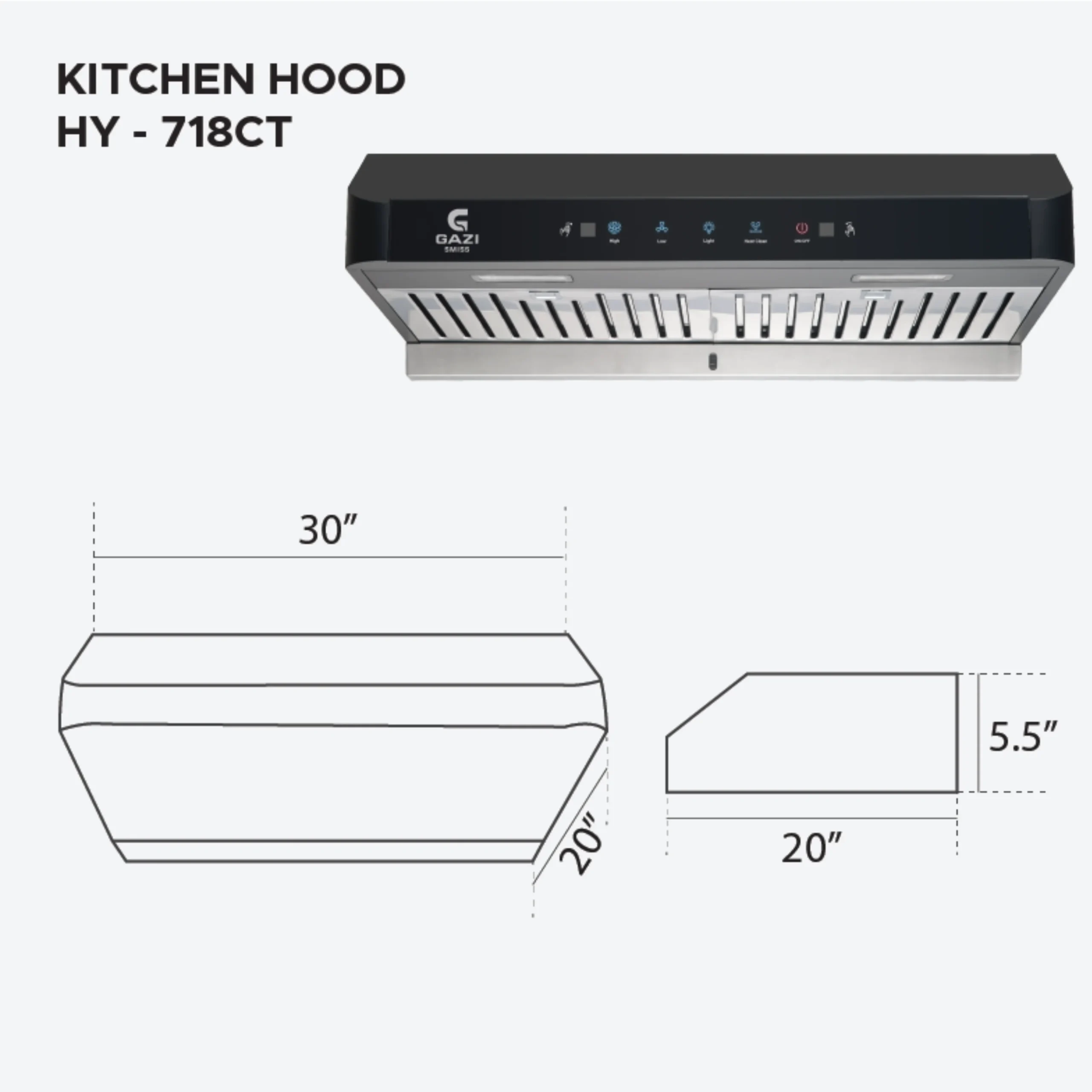Gazi HY-718CT Smiss Kitchen Hood Gazi HY-718CT