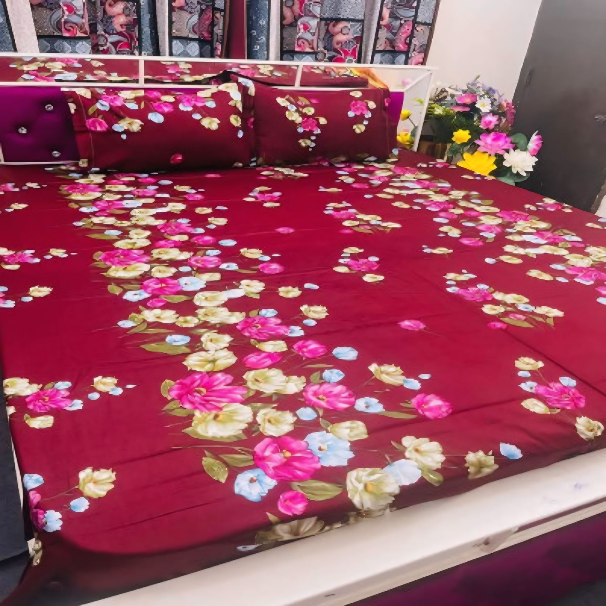 Comforter Set with Digital Print - Multicolor Magic - Cotton and Fiber Blend - Bed Sheet Size - 7.5 feet / 8.5 feet - Pillow Cover online price