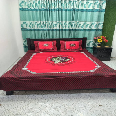 LLuxury Cotton Double Size Twill Panel Bed Sheet Set – King Size with Two Pillow Covers online store