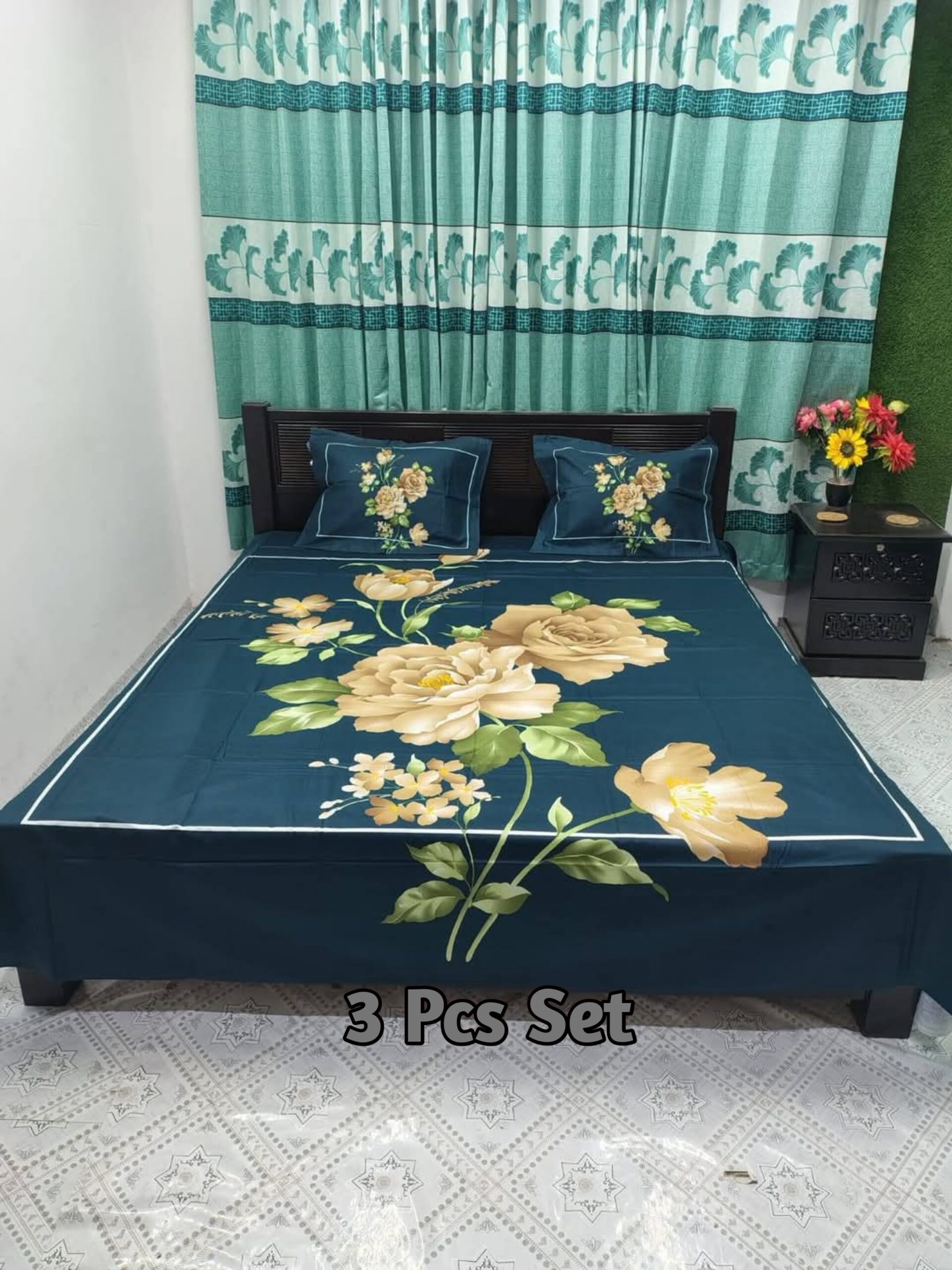 Luxury Cotton Double Size Twill Panel Bed Sheet Set – King Size with Two Pillow Covers Luxury Cotton Double Size Twill Panel Bed Sheet Set – King Size with Two Pillow Covers scaled